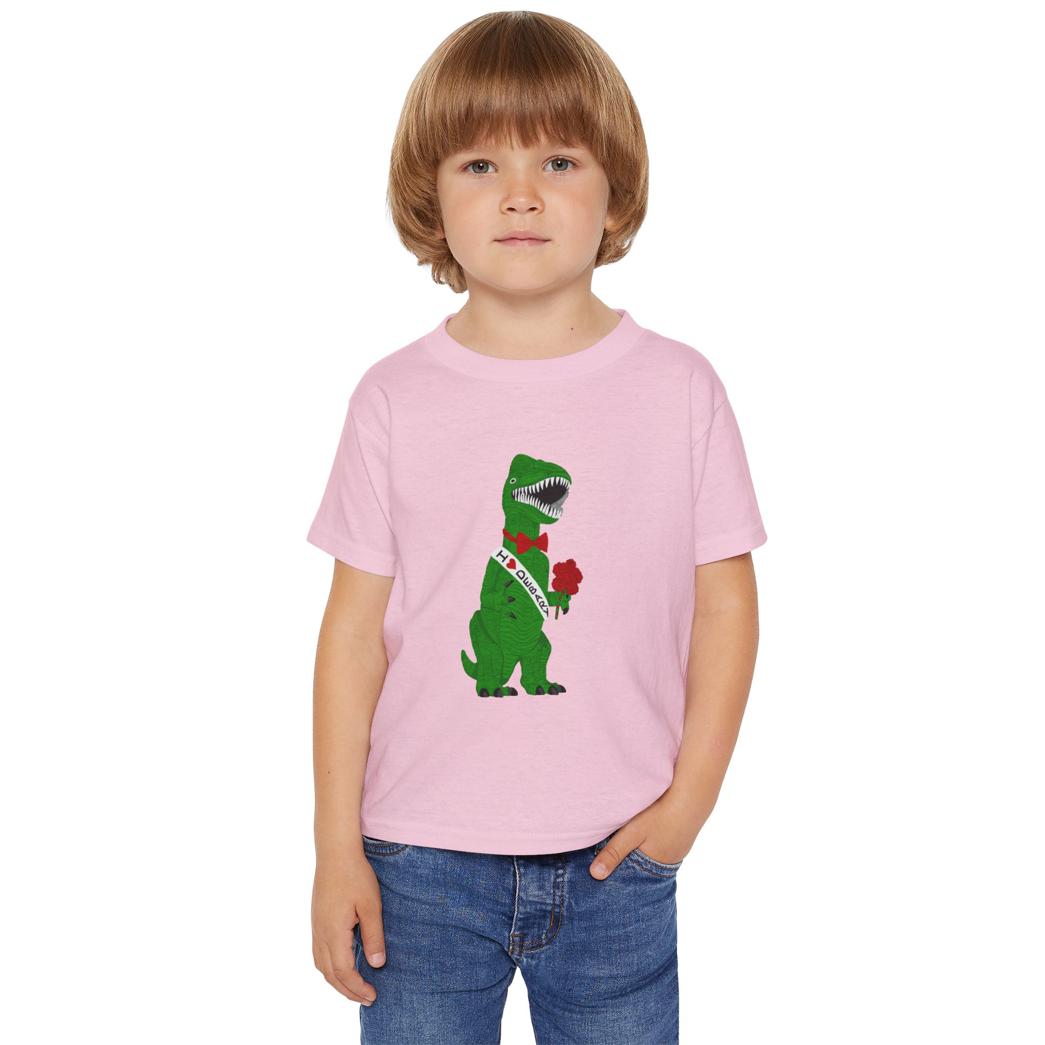 Toddler T‑Shirt — Debary Dino Valentine: T‑Rex with Rose & 'I Love DeBary' Sash - Image 11