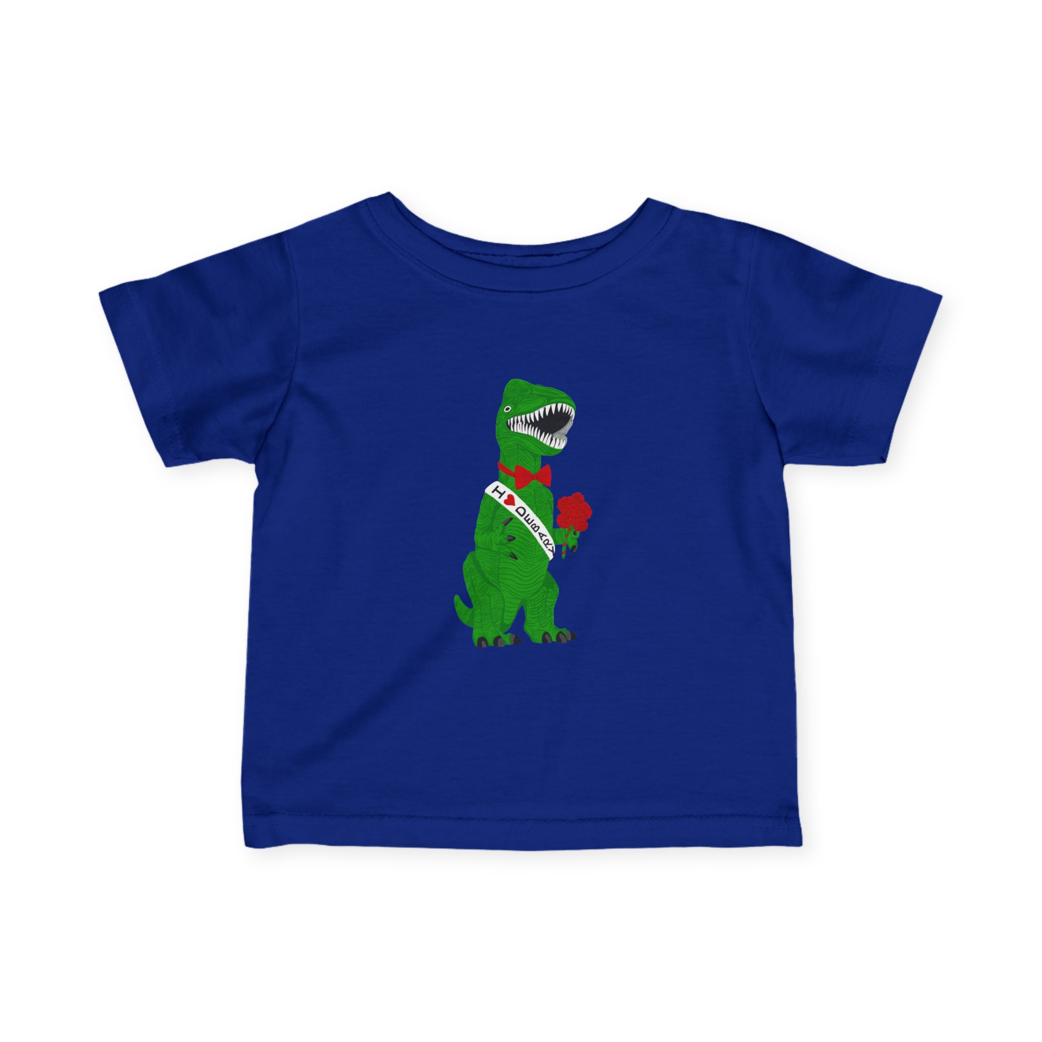 Infant Tee — Debary Dino Valentine: T‑Rex with Rose & 'I Love DeBary' Sash Baby Shirt - Image 5