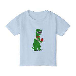 Toddler T‑Shirt — Debary Dino Valentine: T‑Rex with Rose & 'I Love DeBary' Sash