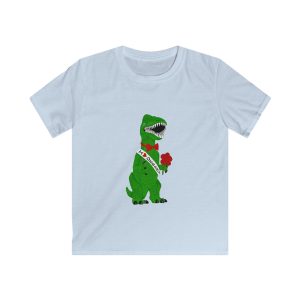 Kids Tee — Debary Dino Valentine: T‑Rex with Rose & 'I Love DeBary' Sash