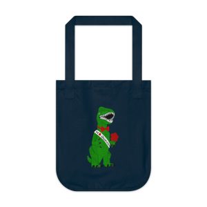 Tote Bag — Debary Dino Valentine: T‑Rex with Rose & 'I Love DeBary' Sash Canvas Tote